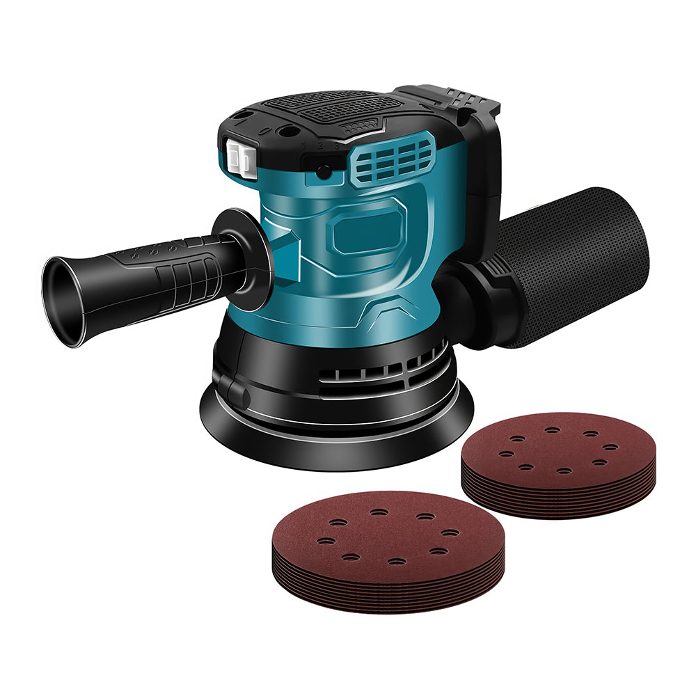 5" Makita 18V Orbital Sander Bare Tool - 12K RPM, 3 Speeds w/ 20 Sandpapers