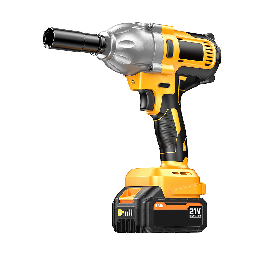 1/2" 21V Brushless Impact Wrench - 886ft-lbs, 2x4.0Ah Bat & 6 Sockets