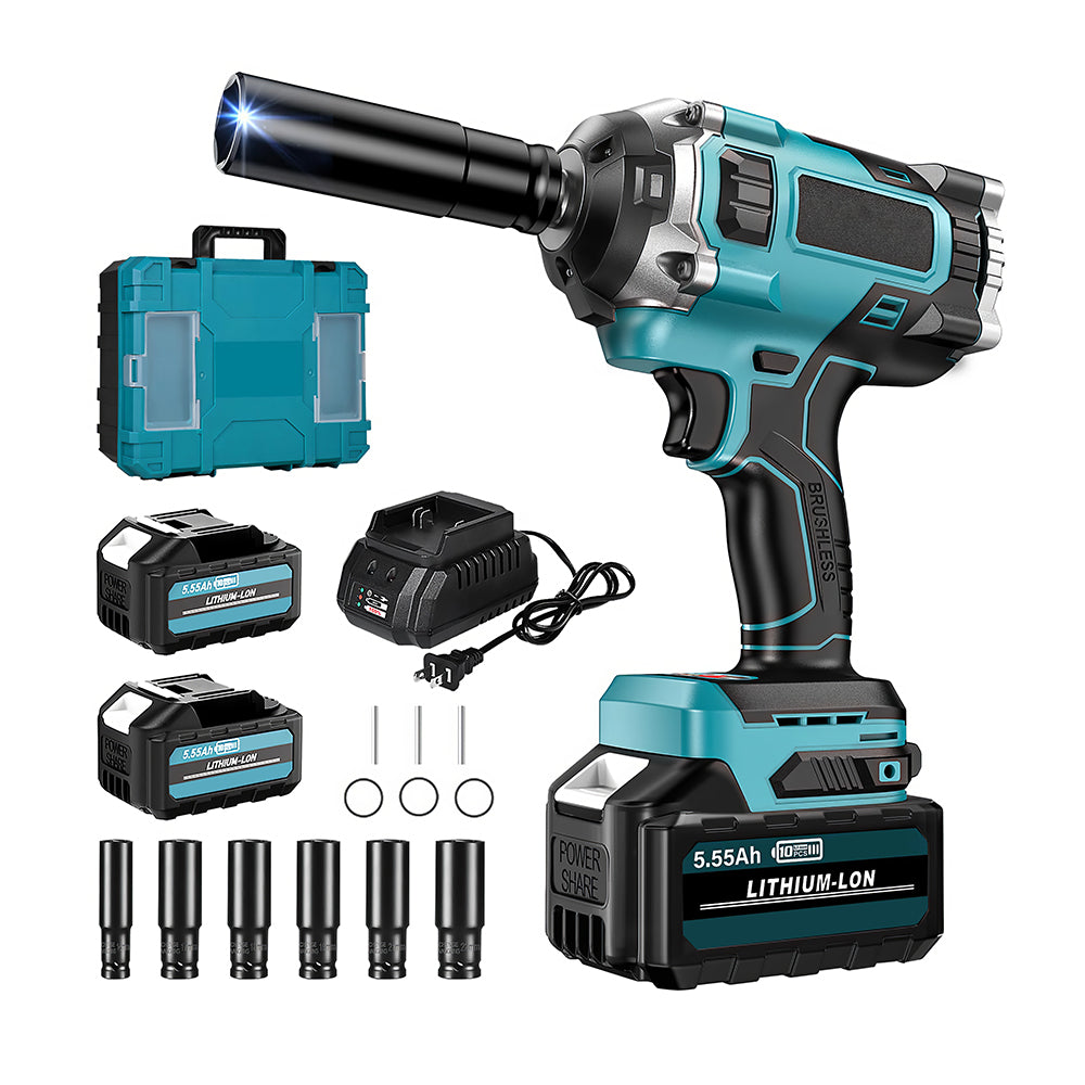 1/2" 480Ft-lbs Brushless Impact Wrench w/ 2x4.0Ah Bat, 6 Sockets & Toolbox