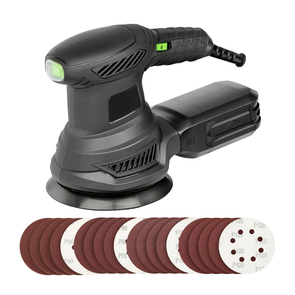 5" 280W Orbital Sander w/ Dust Collector & 15 Sanding Discs - 13,000 OPM