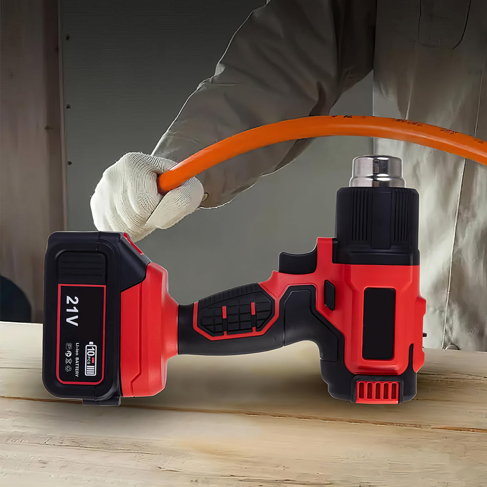 21V Cordless Heat Gun w/ 2 Bat & 5 Nozzles - Max 1022℉, Makita Compatible Kit