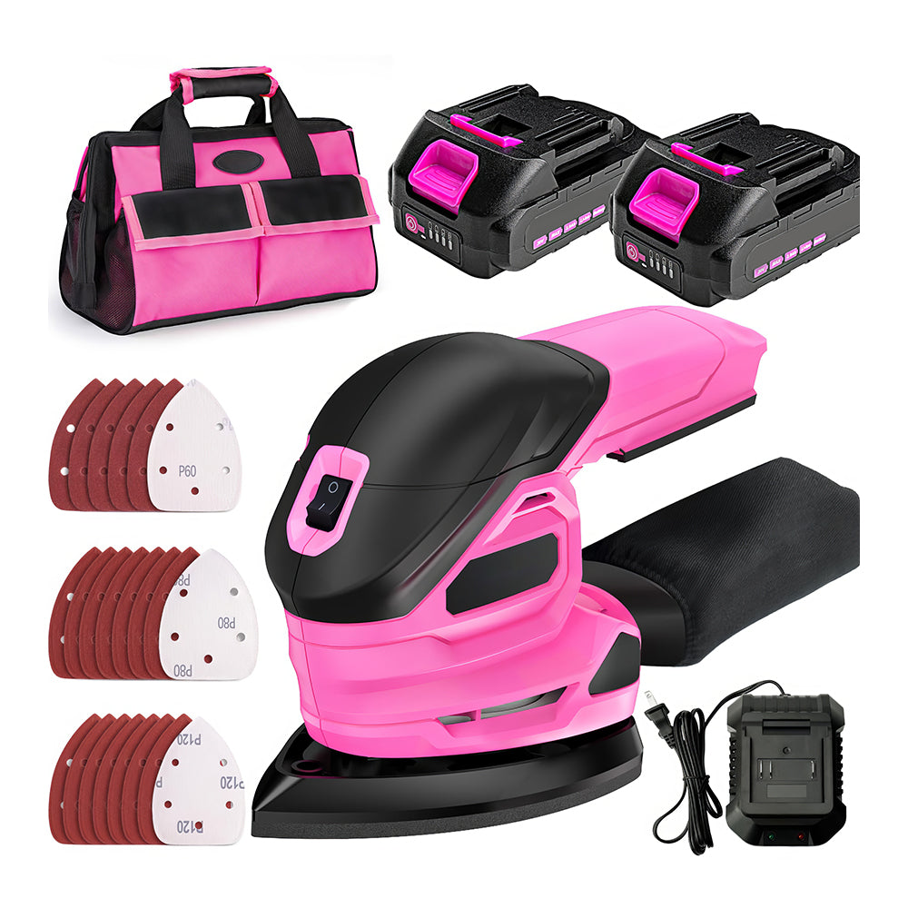 20V Cordless Detail Sander w/ 22Pcs Sandpapers & Dust Bag - 12,000 RPM Mouse