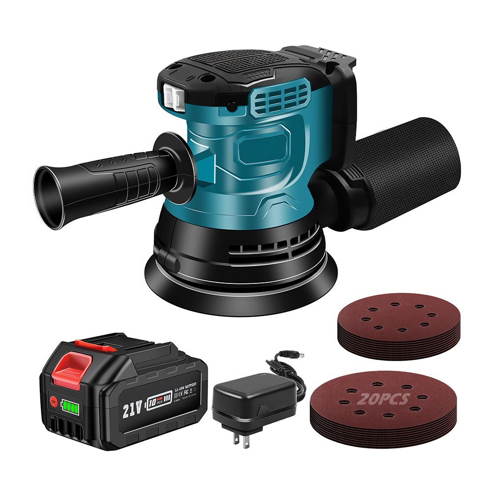 5" Makita 18V Orbital Sander Bare Tool - 12K RPM, 3 Speeds w/ 20 Sandpapers