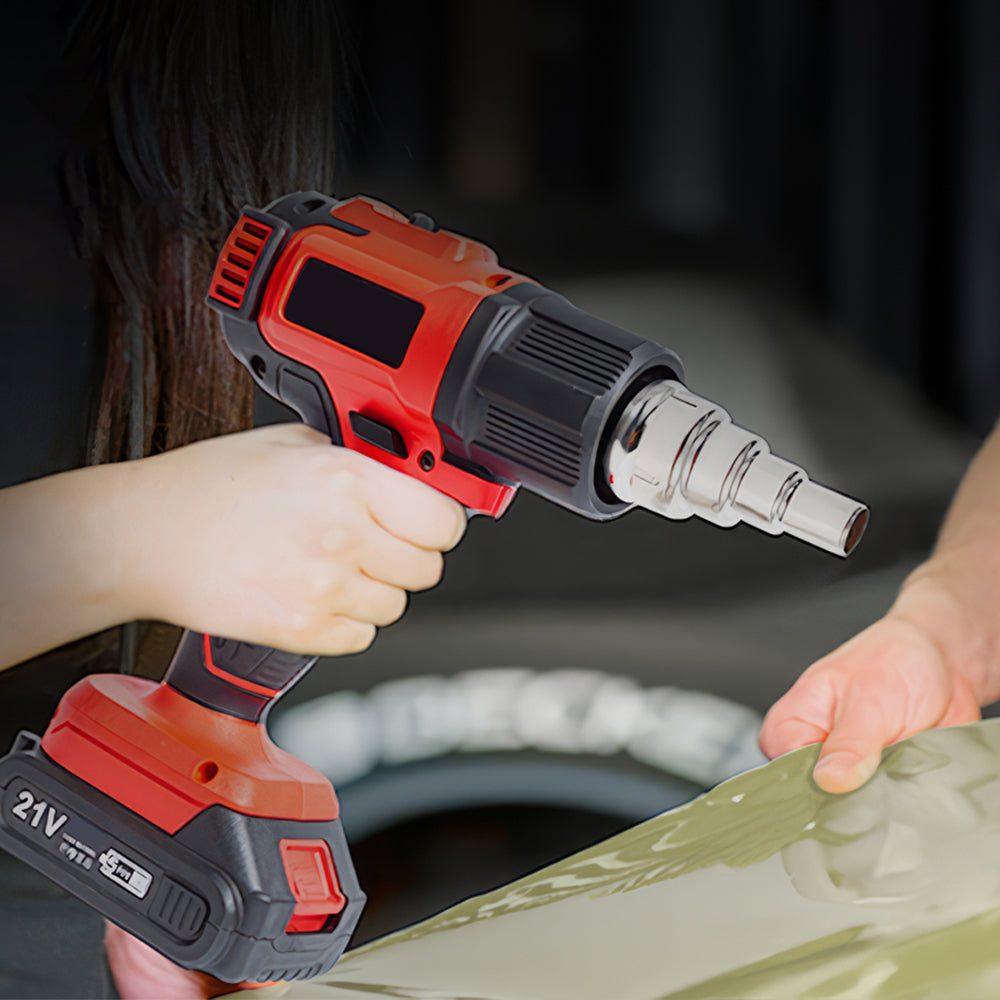 21V Cordless Heat Gun w/ 2 Bat & 5 Nozzles - Max 1022℉, Makita Compatible Kit