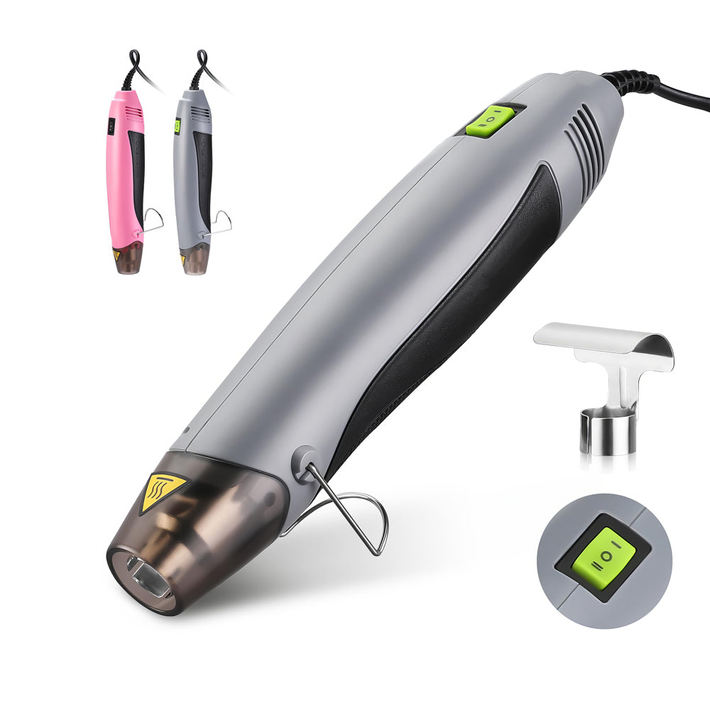 400W Mini Heat Gun w/ Reflector Nozzle - 842℉ Dual Temp, 5.9ft Cord, Overload Prot