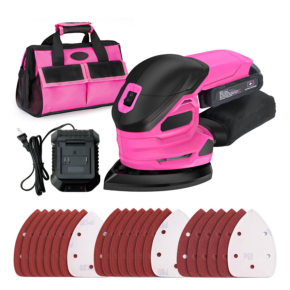 20V Cordless Detail Sander w/ 22Pcs Sandpapers & Dust Bag - 12,000 RPM Mouse