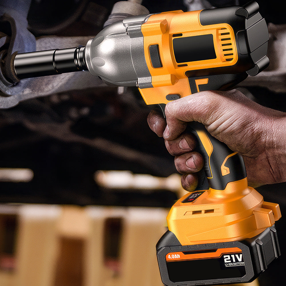 1/2" 21V Brushless Impact Wrench - 886ft-lbs, 2x4.0Ah Bat & 6 Sockets