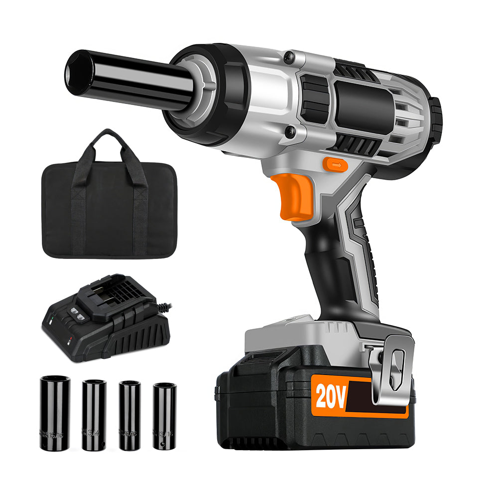 1/2" 20V Brushless Impact Wrench Kit w/ 3.0Ah Bat & 4 Sockets - 370ft-lbs