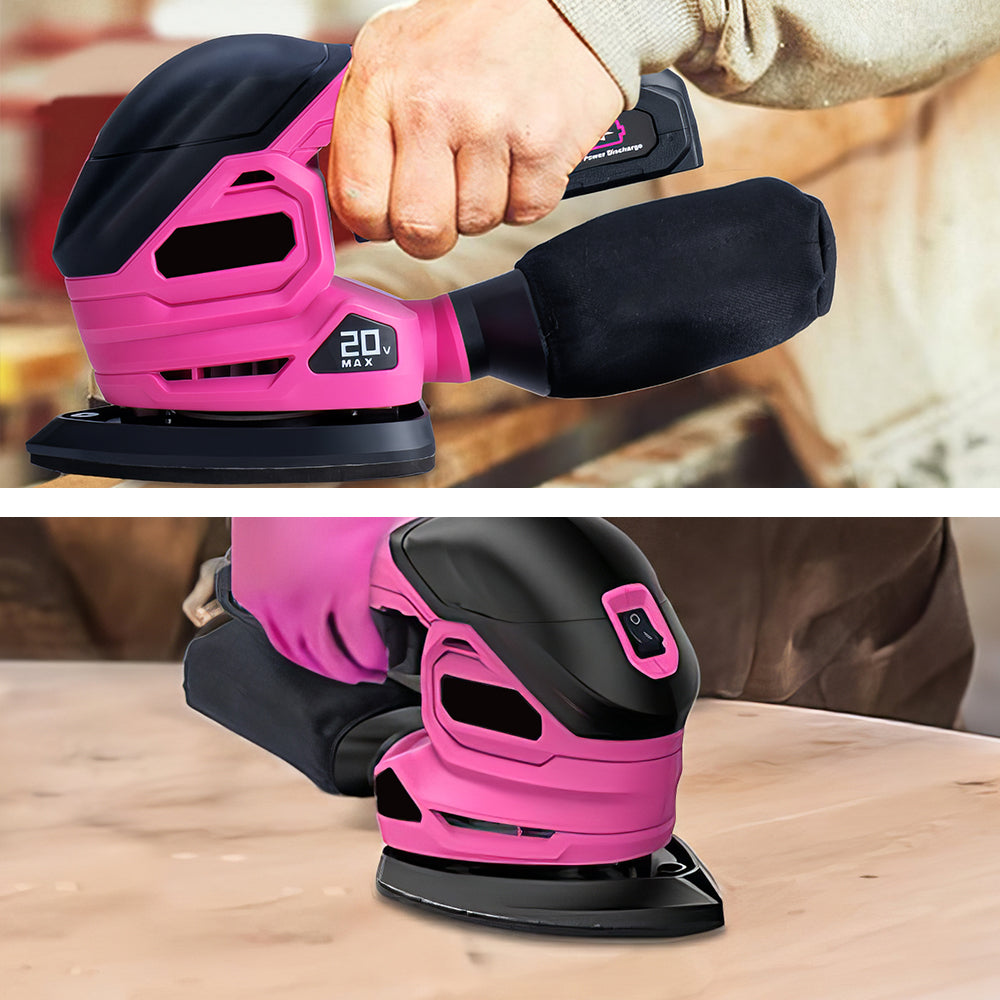 20V Cordless Detail Sander w/ 22Pcs Sandpapers & Dust Bag - 12,000 RPM Mouse