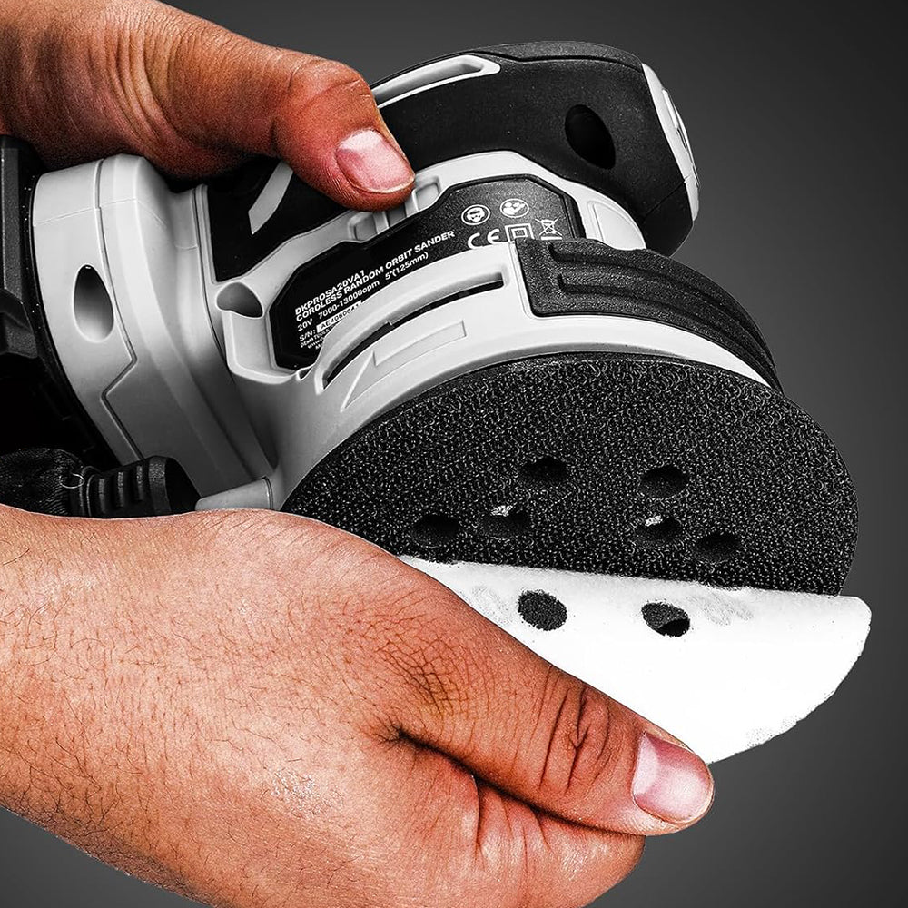 5" 20V Cordless Orbital Sander w/ 2 Batteries & 16Pcs Discs - 13,000 RPM