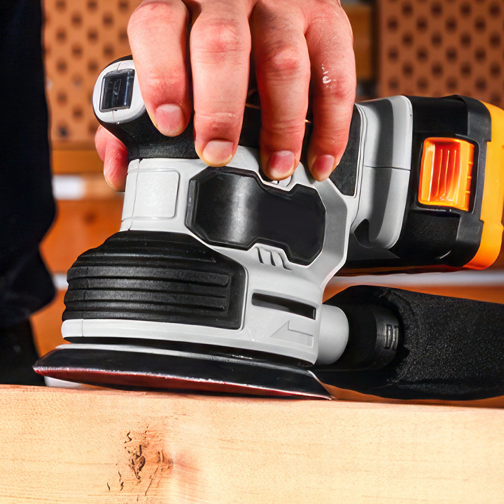 5" 20V Cordless Orbital Sander w/ 2 Batteries & 16Pcs Discs - 13,000 RPM