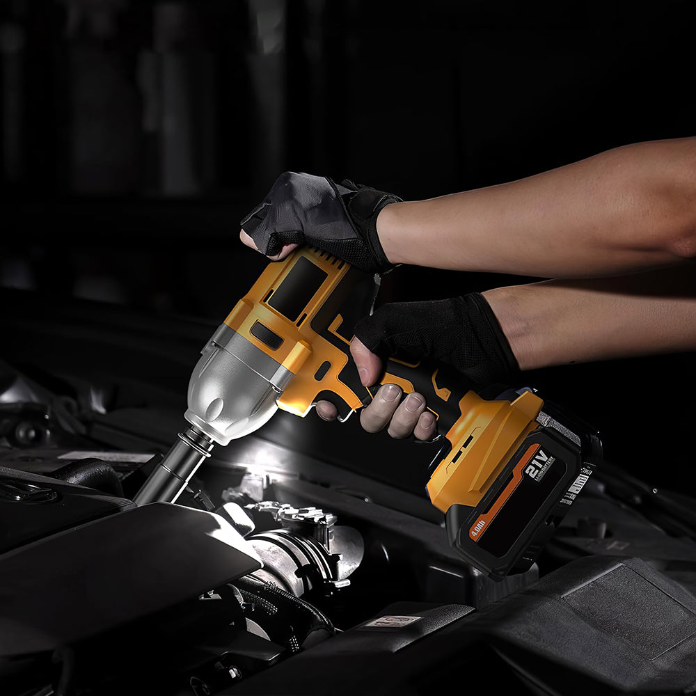 1/2" 21V Brushless Impact Wrench - 886ft-lbs, 2x4.0Ah Bat & 6 Sockets