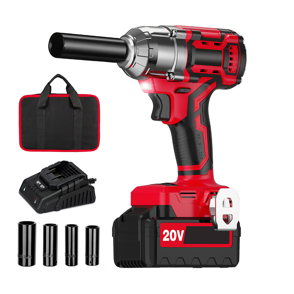 1/2" 20V Brushless Impact Wrench Kit w/ 3.0Ah Bat & 4 Sockets - 370ft-lbs