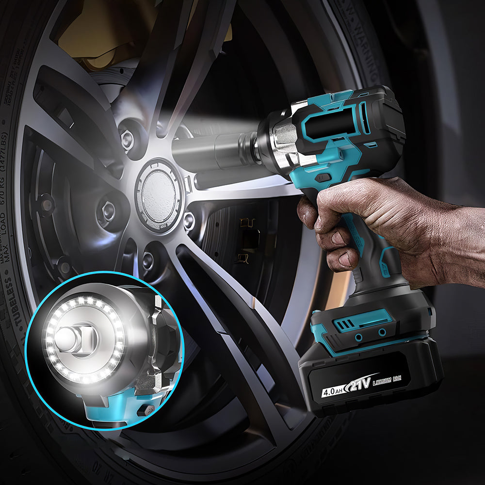 1/2" 480Ft-lbs Brushless Impact Wrench w/ 2x4.0Ah Bat, 6 Sockets & Toolbox