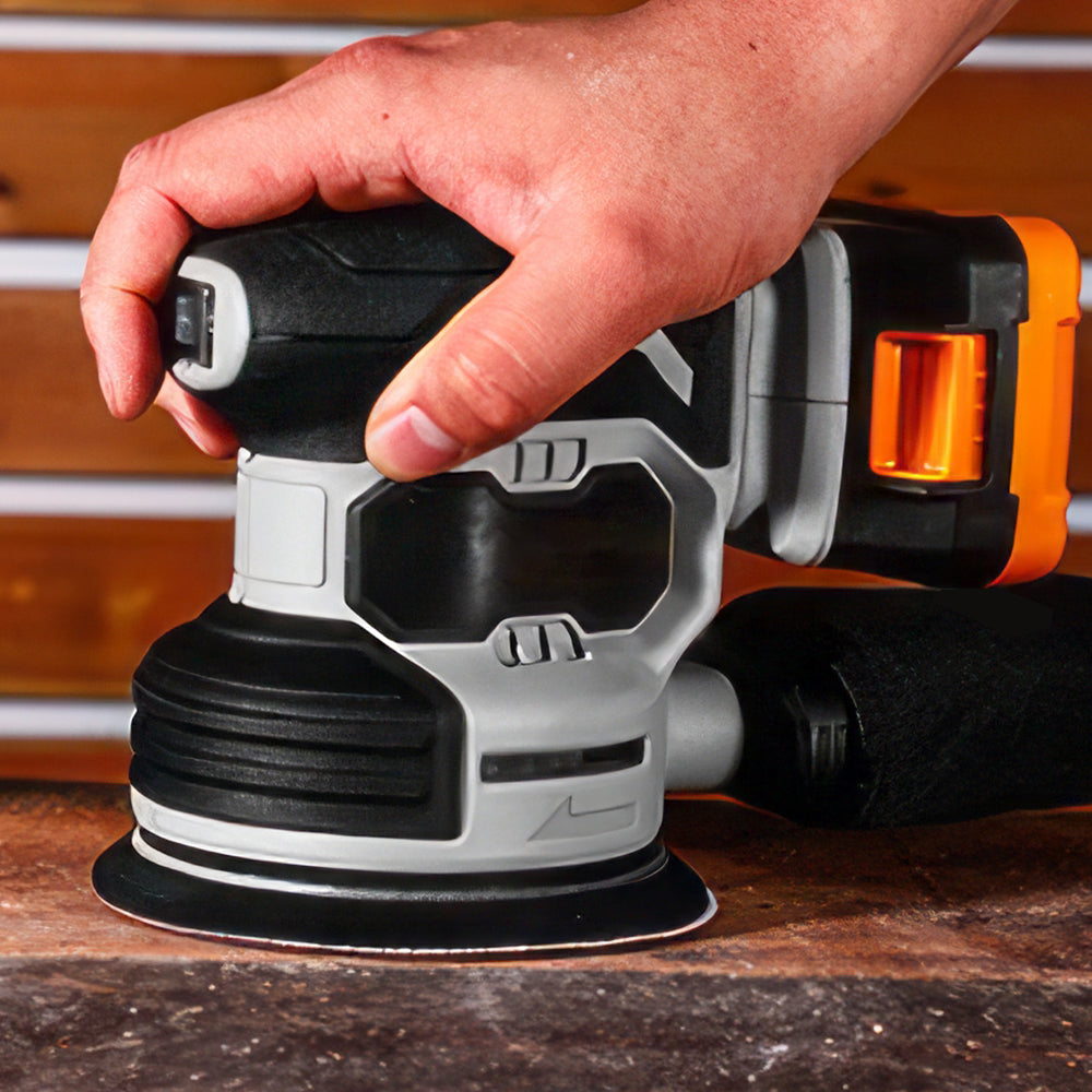 5" 20V Cordless Orbital Sander w/ 2 Batteries & 16Pcs Discs - 13,000 RPM